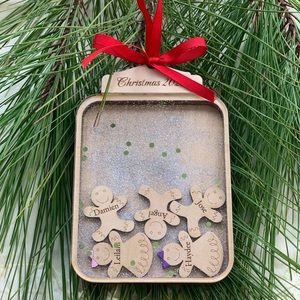 Custom Engraved Gingerbread family Christmas ornament